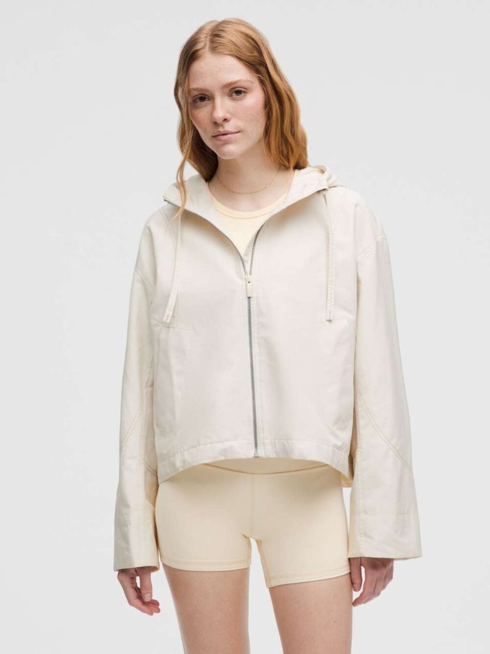 Water-Resistant Cropped Hooded Jacket
